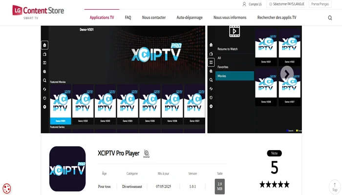 XCIPTV Pro Player comme iptv app pour lg