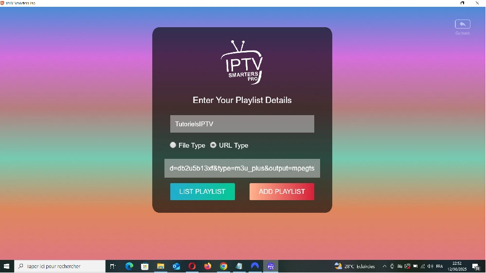 ajouter le lien m3u syr iptv smarters pro