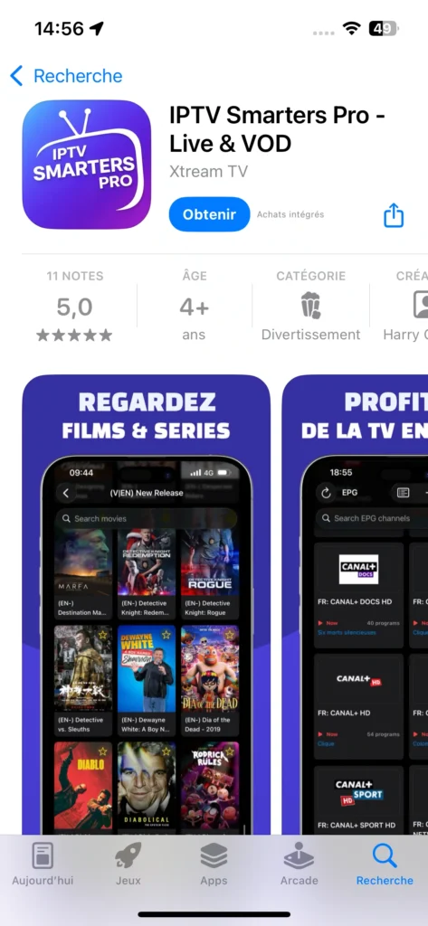 IPTV Smarters Pro sur iOS